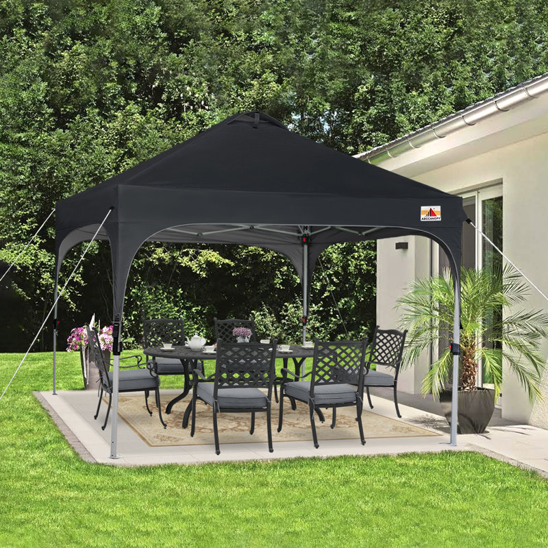 Compact 10 pi. L 10 pi. D Auvent escamotable en acier, Noir
