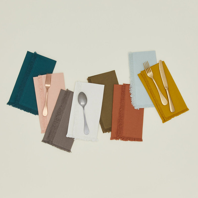 Essential 100% Cotton Square Napkins, Peacock