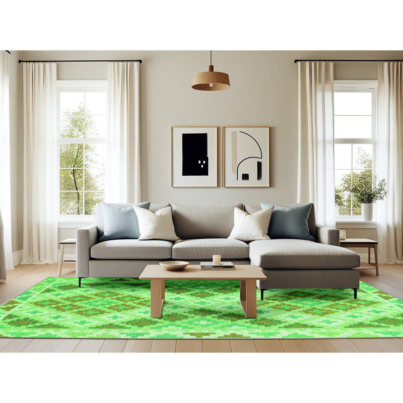 Kyraa Washable Geometric Indoor Rug, Rectangle 6' x 9'