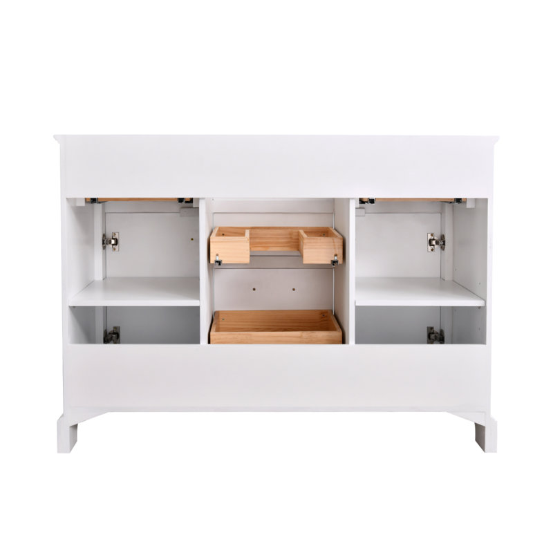 Angela 48” Bathroom Vanity With White Engineered Marble Stone Rectangular Sink
