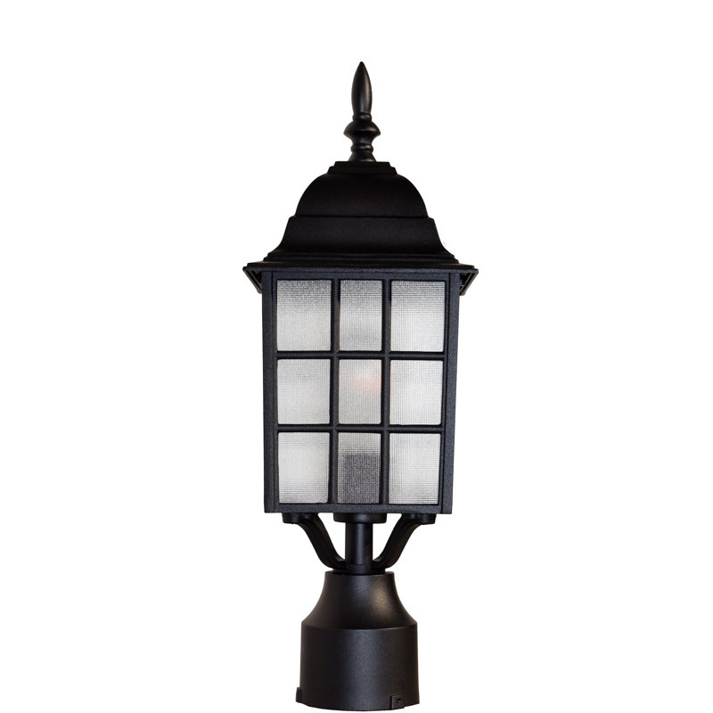 Ivery Stained Glass Lantern Head Post Lantern, Black