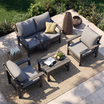 Ensemble de conversation modulaire en PEHD pour 4 personnes avec coussins de 5 po d'épaisseur