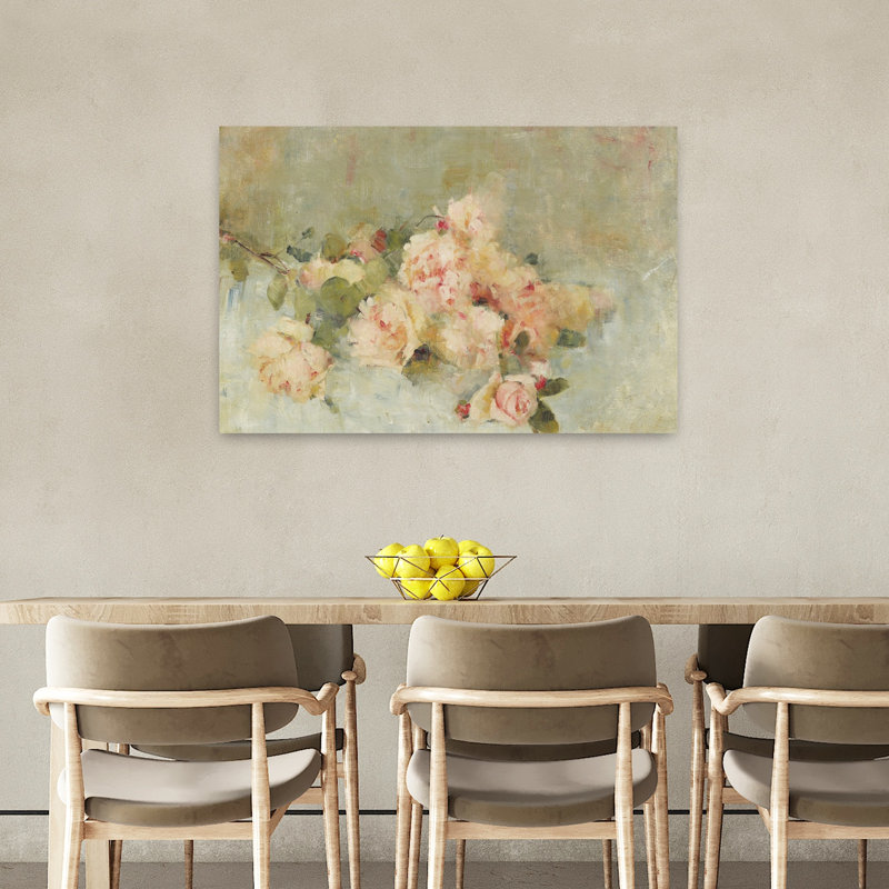 Bouquet de roses, art printanier abstrait, H 36 po x l 24 po