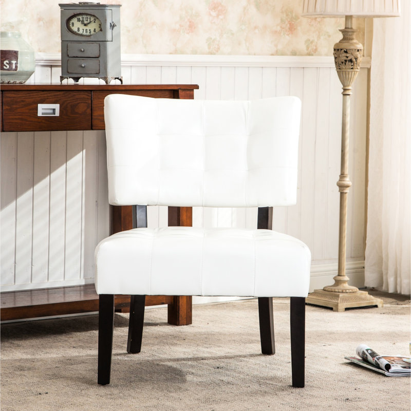Fauteuil d'appoint en cuir avec siège surdimensionné et siège d'apparence, excellent ornement pour matériaux, Ivory