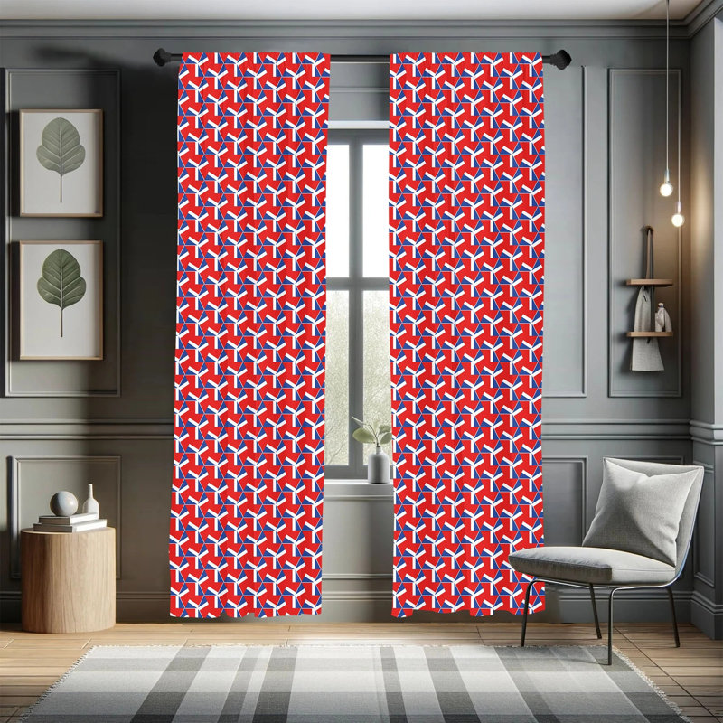 Geometric Semi-Sheer Rod Pocket Curtain Panels, 28" x 84"