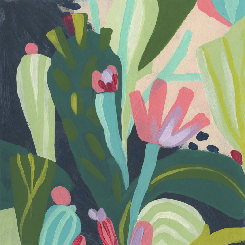 «Tropical Celebration II» par June Erica Vess - peinture sur toile tendue, H 12 po x l 12 po