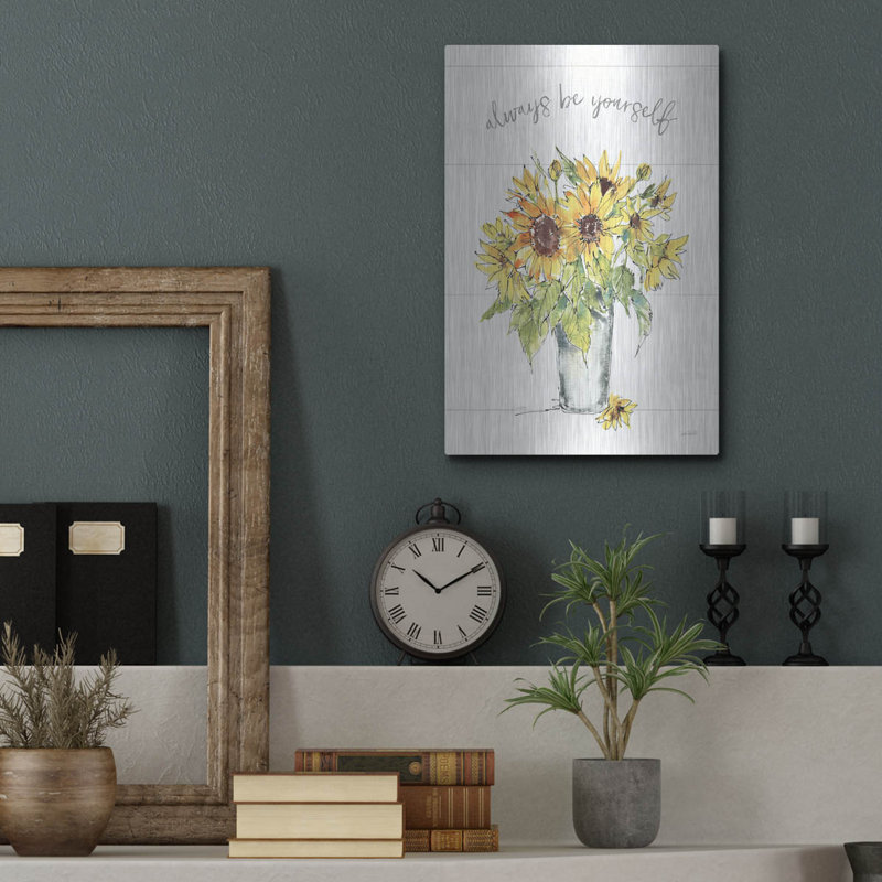 «Sunflower Fields II» par Anne Tavoletti, art mural en métal, 16 po x 24 po, H 16 po x l 12 po