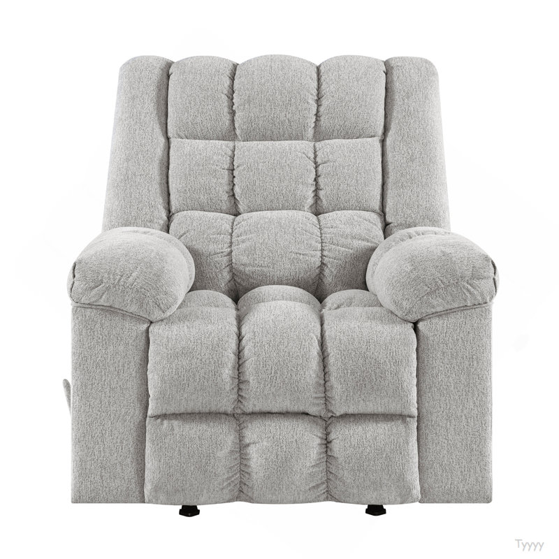 Gentle Rocking Motion Reclining Chair 1Pc Light Gray Chenille Upholstery Ultra Comfort Living Room Furniture