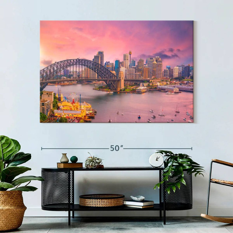Nicci Pink Sydney Harbour Skyline, 34" H x 51" W