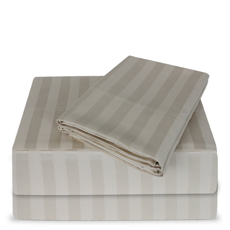 Ensemble de draps rayés 100% coton Luxury Hotel, Parchemin, Grand