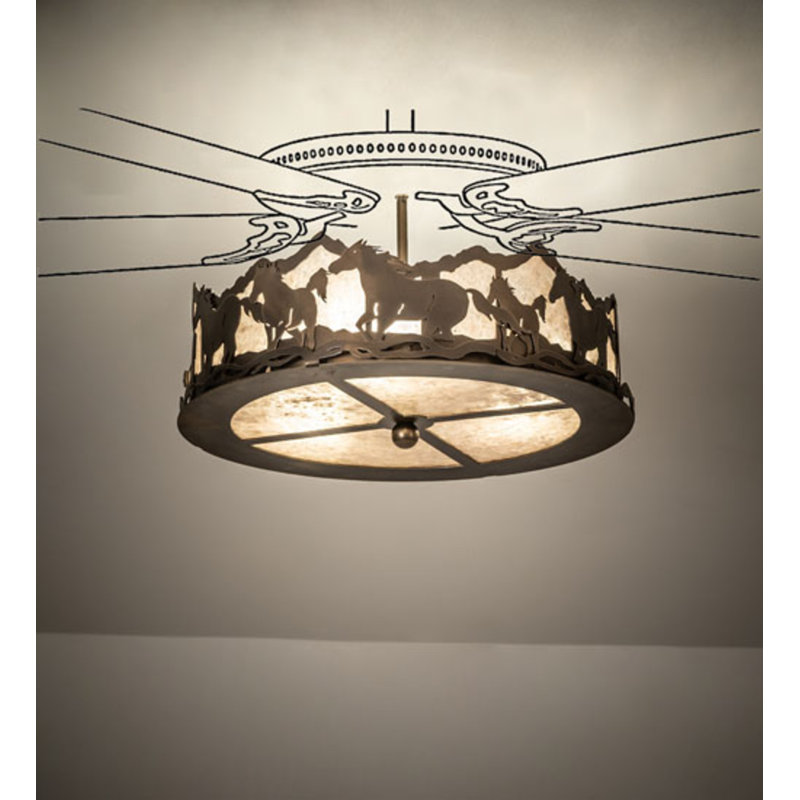 Running Horses 3 - Light Semi Flush Mount