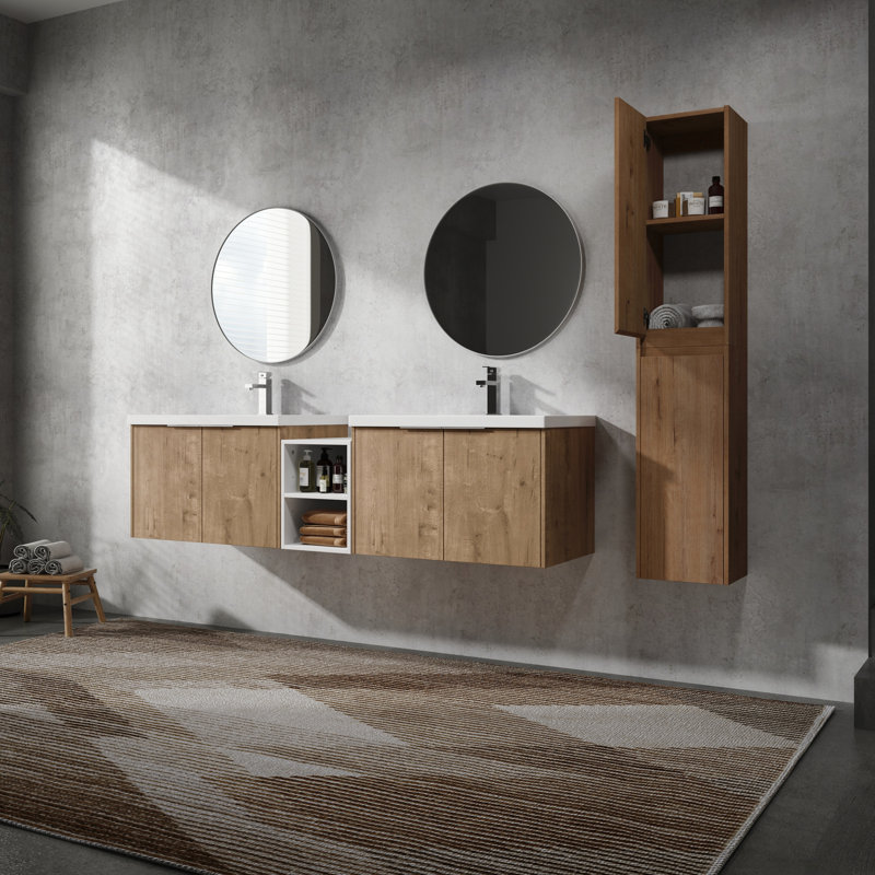 Meuble-lavabo moderne avec armoire latérale et charnières