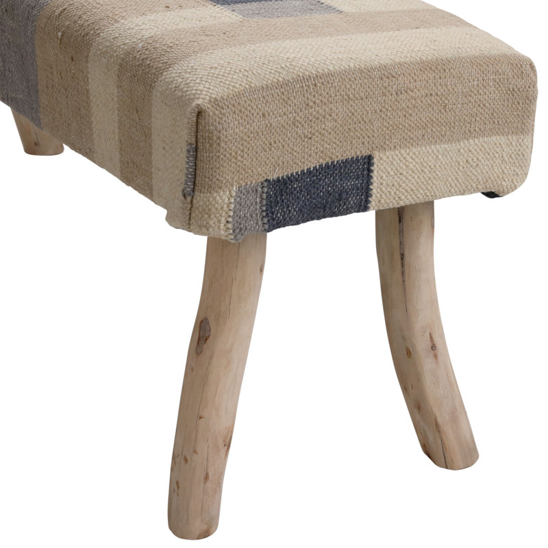 Muriel Wool Bench, Neutral and Blue Tones