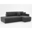 Canapé d'angle 3 places d'inspiration scandinave, revêtement en laine gris foncé, rembourrage en mousse, méridienne réversible, capitonnage précis, silhouette minimaliste, rembourrage en laine douce aux angles, design élégant, tissu à canaux