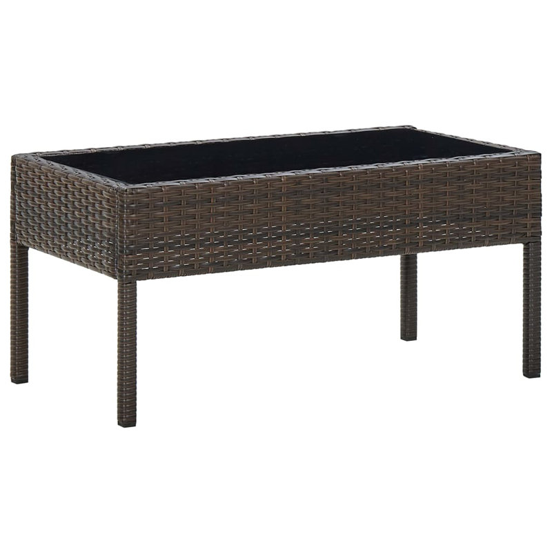 Eliphaz Rectangular Wicker Outdoor Coffee Table , 75cm cm W 40cm cm D, Black/Brown