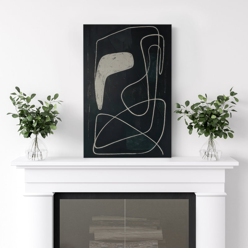 Impression sur toile abstraite neutre sur toile pour décoration de salon, H 18 po x l 12 po, Toile tendue, Sans cadre
