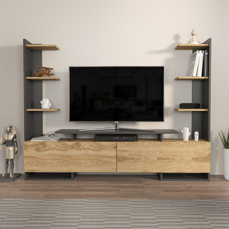 Meuble télé 72,3 x 55,1 x 12,5 pouces Modern Modern 100% panneau de particules enduit de mélamine, épaisseur: 0,7 pouce | Conception élégante, parfaite pour le salon, solution de rangement durable et fonctionnelle