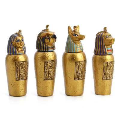 3.54 inches H Multicolor Four Egyptian Canopic Jars (Imsety Qebehsenuf Duamatef Hapy ) made of Resin