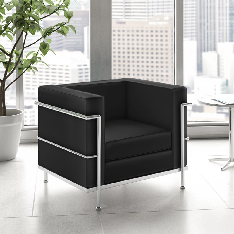 Fauteuil en similicuir avec barre double, Noir