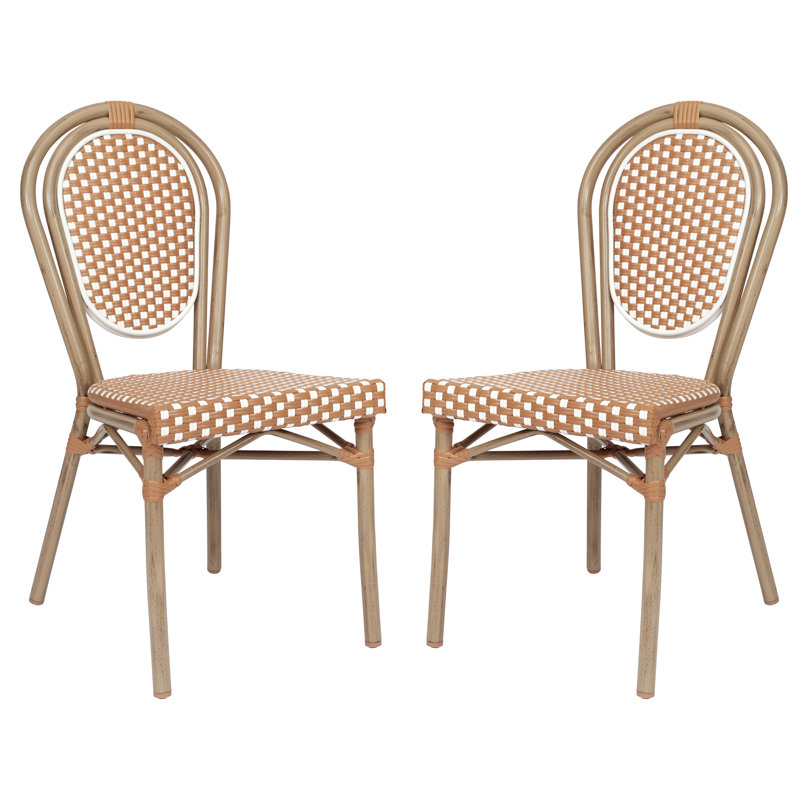 Chaises Paris empilables Cloquet, Blanc / brun clair / naturel clair, 2