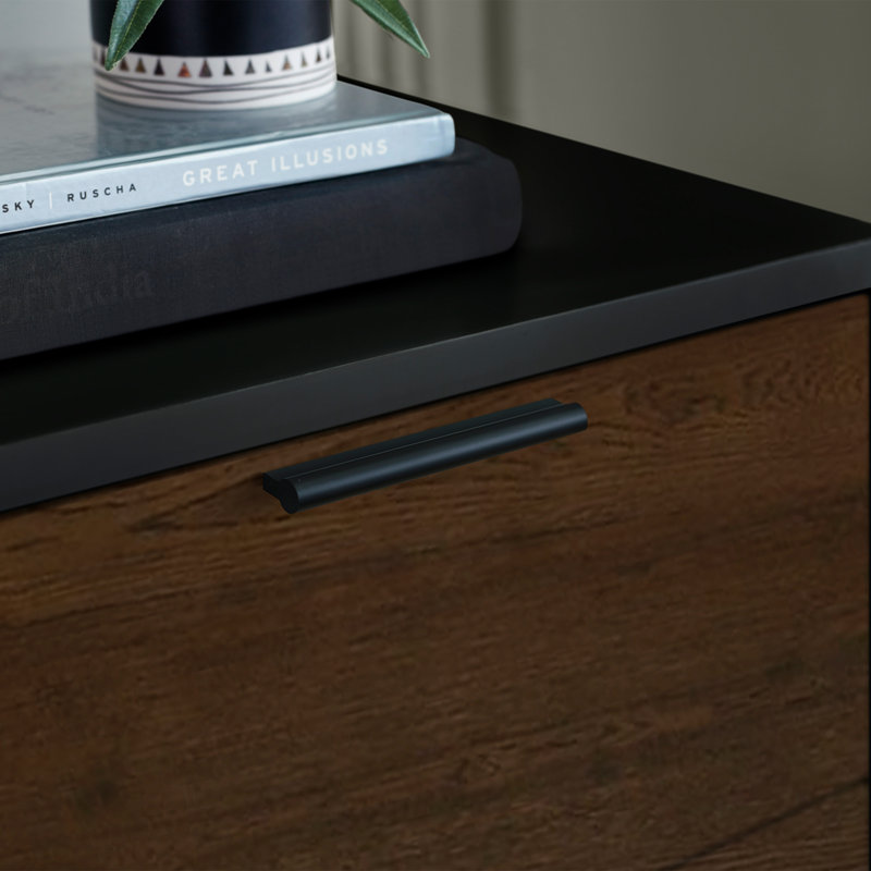 Elkville 45cm W Manufactured Wood Bedside Table, Black/Brown