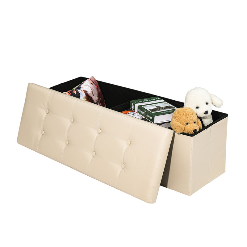 Banc de rangement en similicuir Ajeesh, Beige