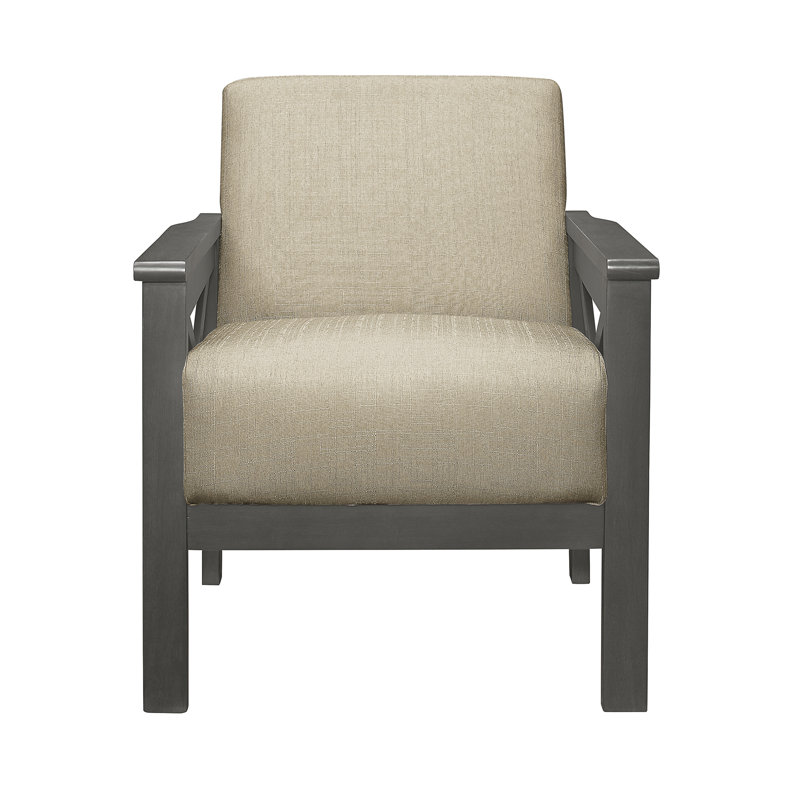Fauteuil d'appoint Mid-Century moderne de 27,5 po avec revêtement en tissu texturé Coosa de Coosa, 100 % polyester brun clair