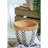 Set Of 2 White And Brown Cement Planters With V Pattern, L:D10X8"  S:D8X6.5"
