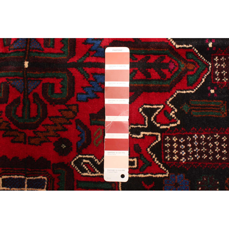 Tapis rouge Teimani 3 pi 4 po x 5 pi 6 po