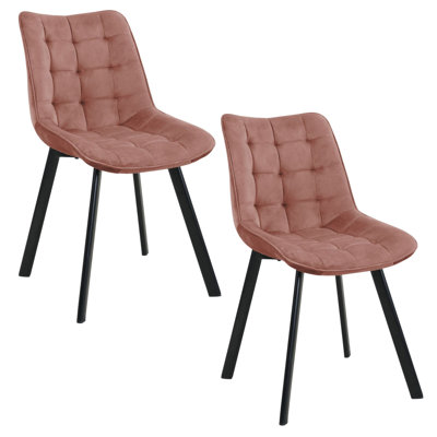 Narrows 47cm H Tufted Velvet Upholstered Upholstered Back Side Chair in Pink