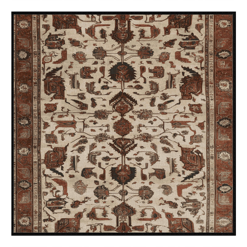 Machine Washable Persian Brown Area Rug, Square 7'