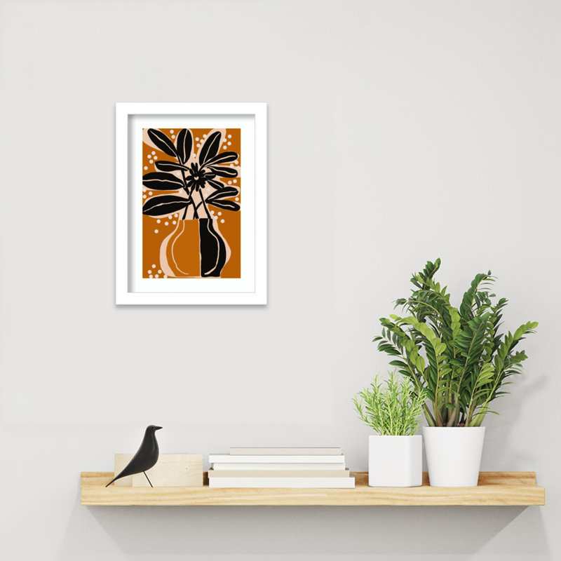 «Galya Ochre Still Life No 6» par Treechild, impression sur bois encadrée, Blanc, H 13 po x l 10 po