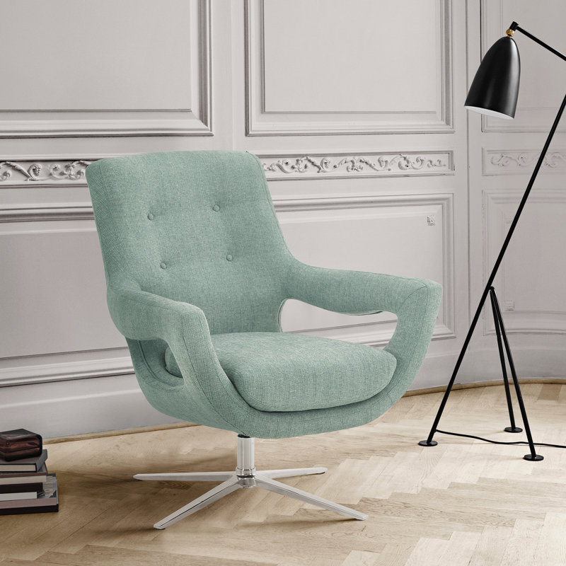 Humiston Upholstered Swivel Armchair, Blue