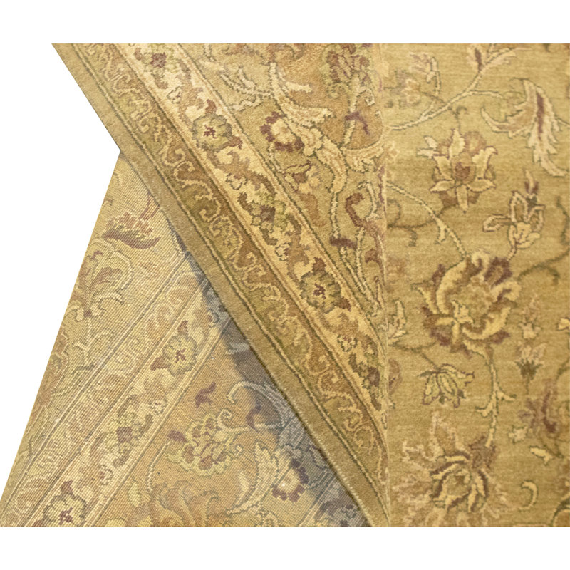 Hand Knotted Wool Area Rug in Gold