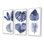 «Tropical Blue Watercolor Leaves I», reproduction sur toile flottante 3 pièces