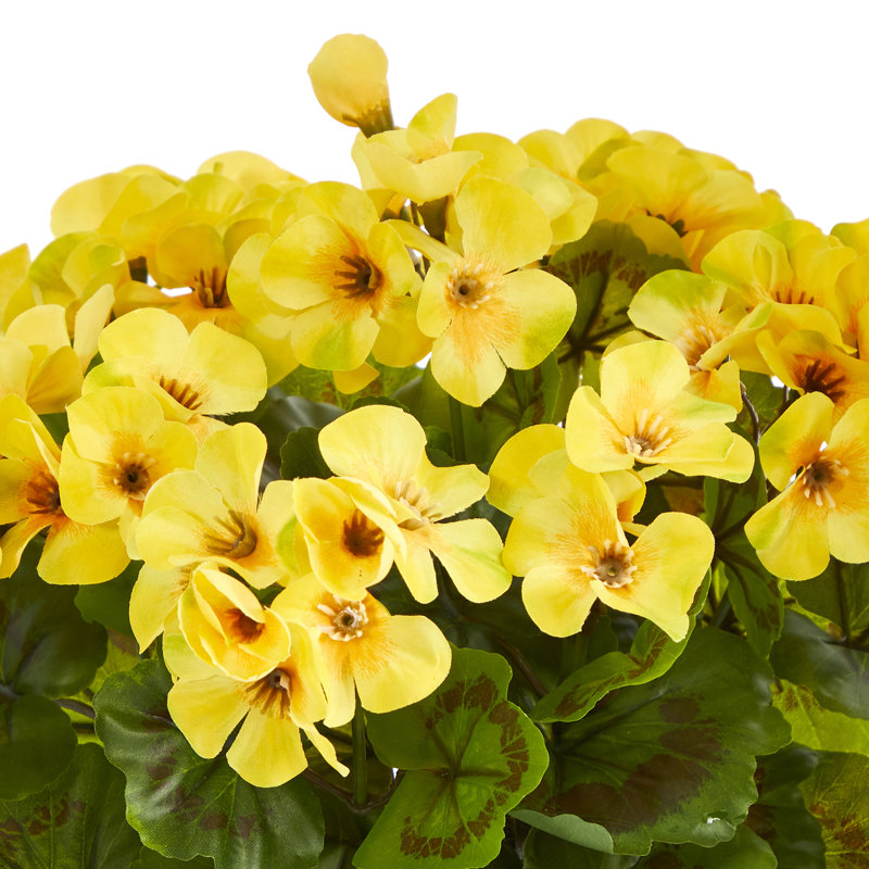 11in Yellow Silk Geranium in Ceramic Planter