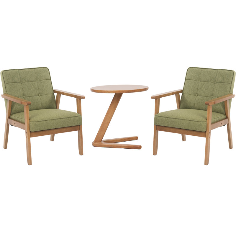 Chaise de loisirs élégante avec tissu de qualité, table basse, capacité de charge des chaises en bois massif, bois
