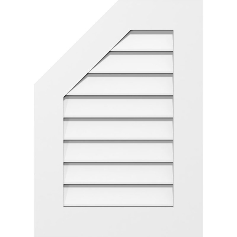 Half Octagon Top Left Surface Mount Functional, Standard Frame PVC Gable Vent, 20" H x 20" W x 1" D