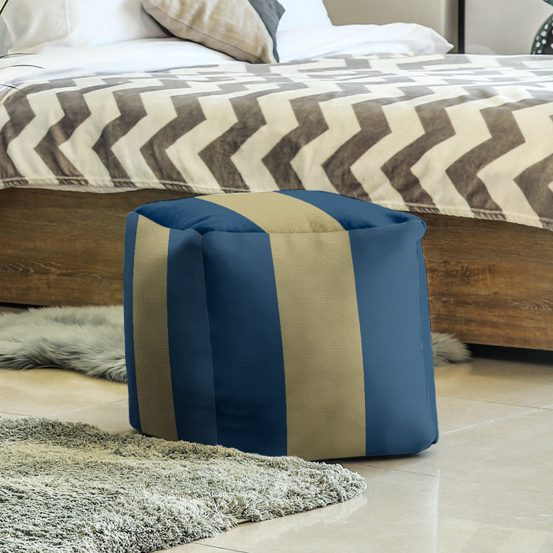 Upholstered Ottoman, Blue/Gold/Blue