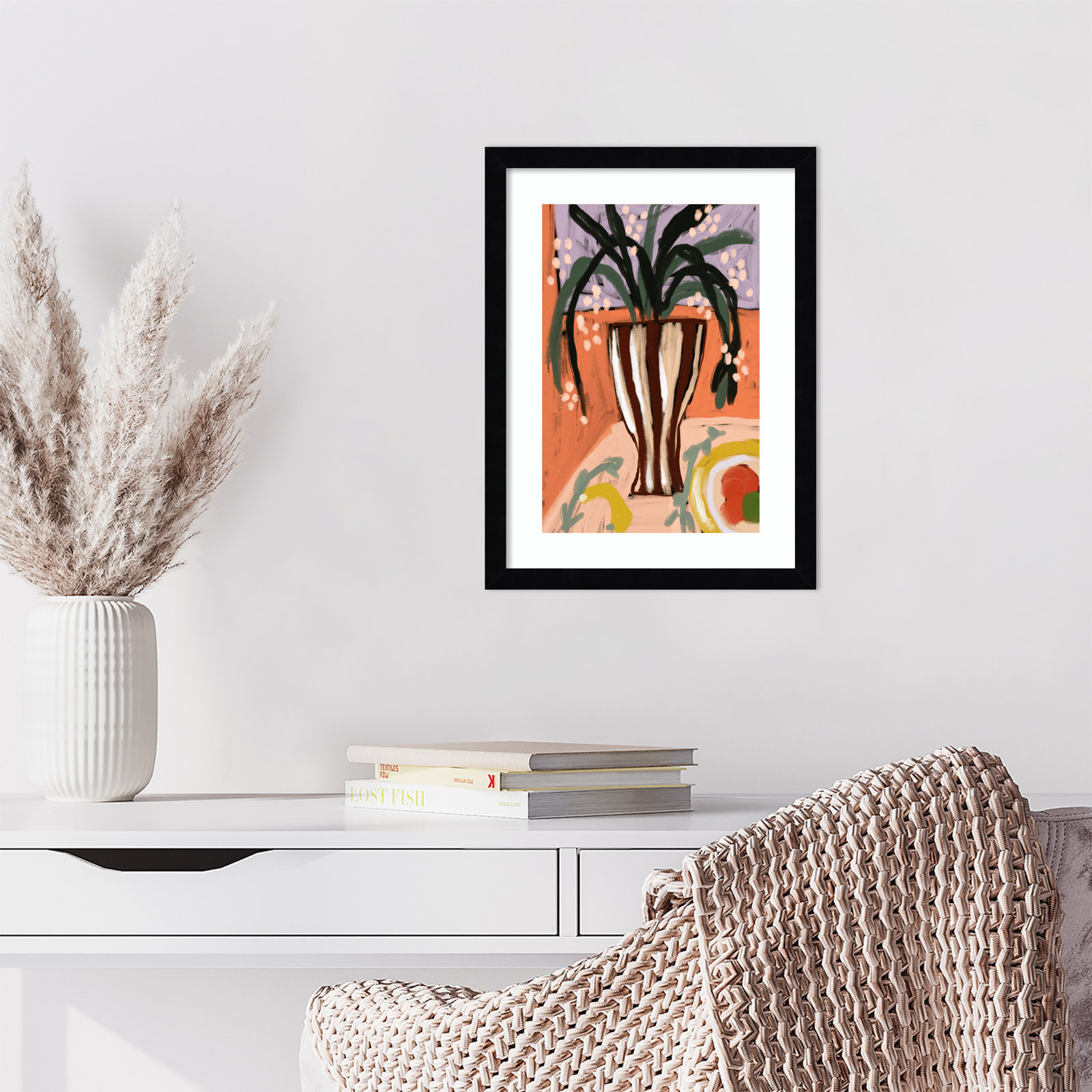Floral Still Life No. 3 Print, 17" H x 13" W, Black