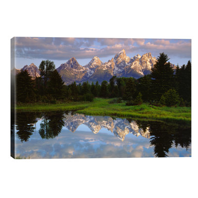 Teton Range And Its Reflection In Snake River, Grand Teton National Park, Wyoming, Usa 1 Piece Wall Art on Canvas