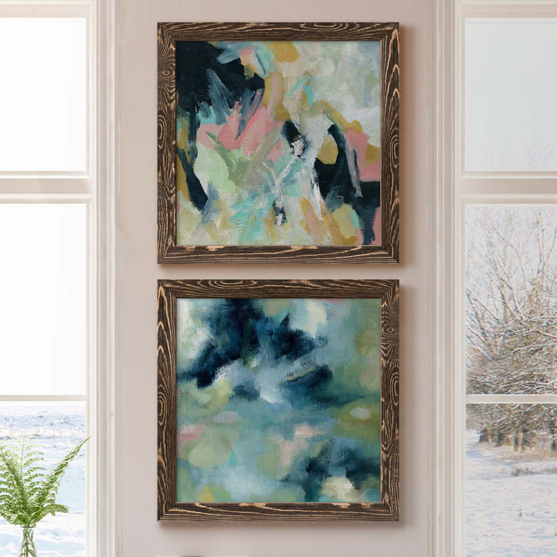 «Vitality», ensemble de 2 peintures sur toiles, H 17 po x l 34 po x P 1,5 po, Toile encadrée noyer