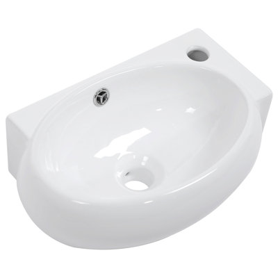 16.5L" X 11"W Ceramic Bathroom Sink, Wall Mount, White, To Stains And Wear Mounted 11"W, Tarnish
