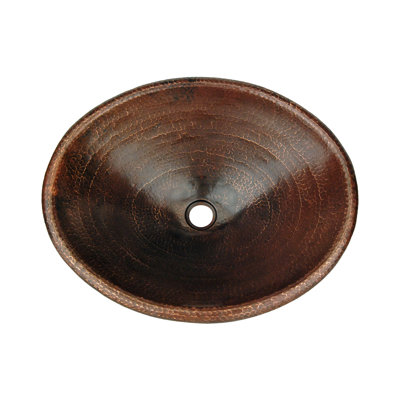 20" Master Bath Oval Self Rimming Hammered Copper Bathroom Sink
