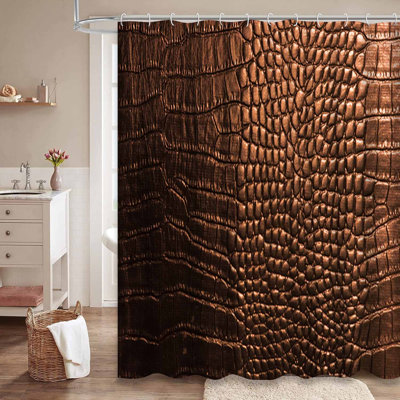 Rideau de douche imperméable brun, rideaux de douche pour la salle de bain avec 12 crochets