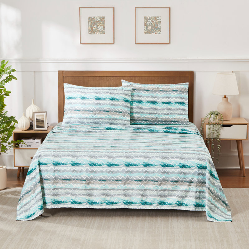 Summerset Microfiber Striped Sheet Set, Cal. King Sheet Set with 2 Pillowcases
