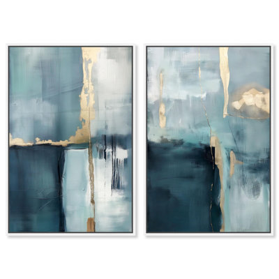 «Gilded Blue Luxe Blue Art», ensemble de 2 impressions sur toile par 