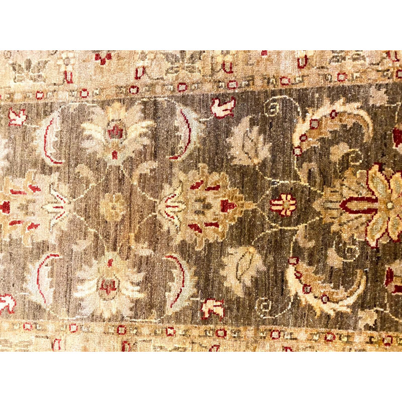 3x9 Brown and Beige Turkish Oushak Runner