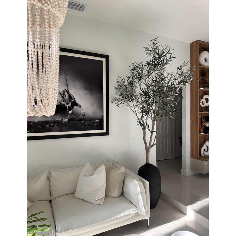 Artificial Olive Tree In White Konos Vase, Black