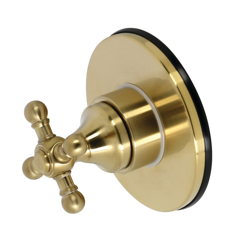 Kingston Brass Single-Handle Wall Mount Three-Way Diverter Valve with Trim Kit, Brushed Brass